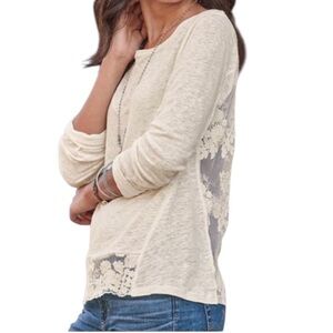 Sundance Simple Splendor Linen Lace Top XL